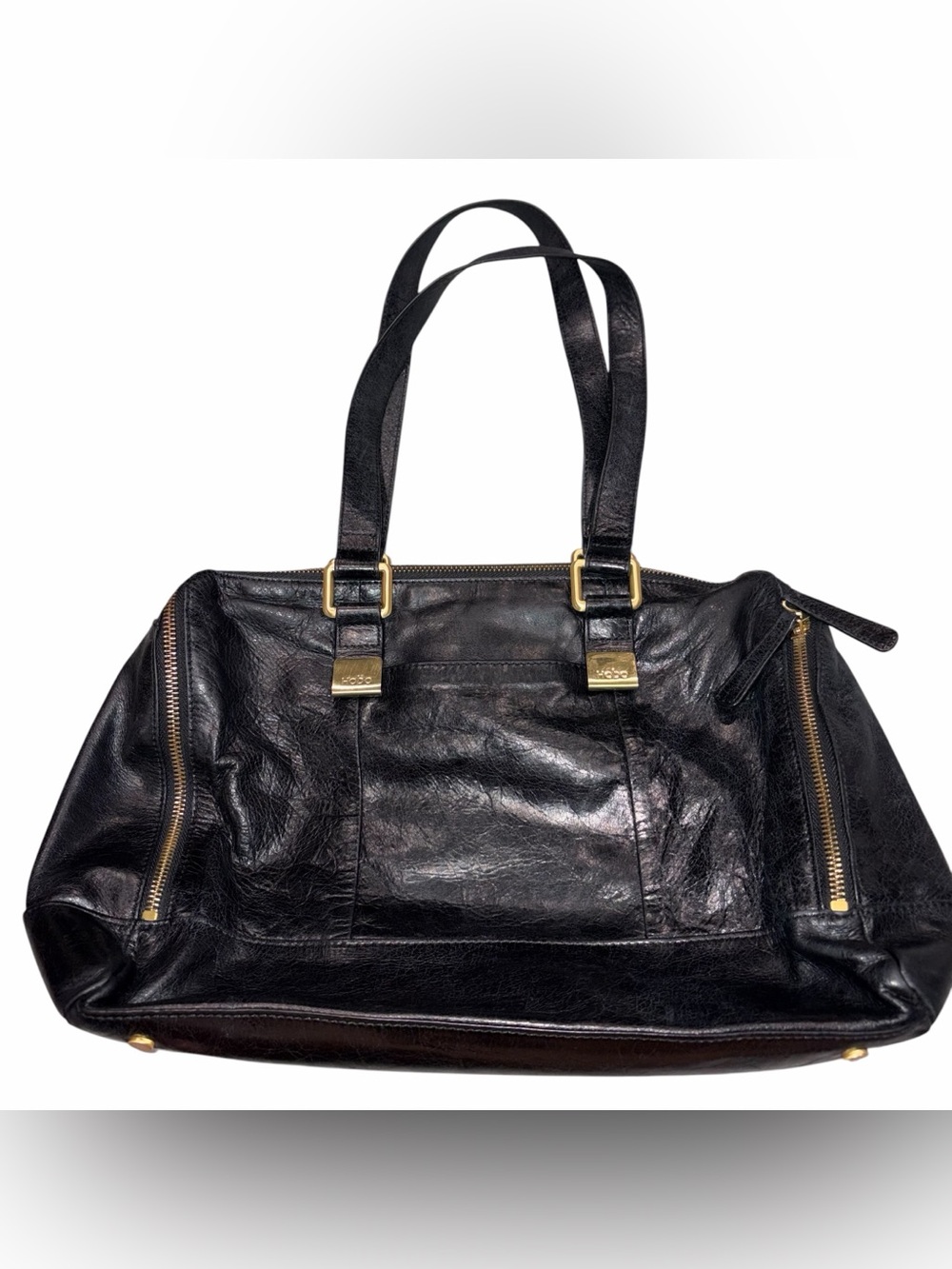Hobo Black Leather Original Vintage Shoulder Bag Purse